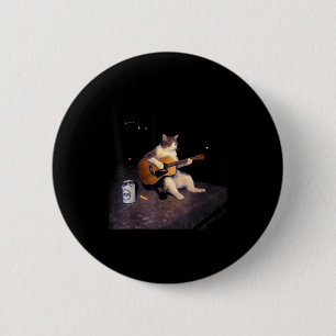 Vintage cat beer funny cat drinking beer guitar ca 6 cm round badge