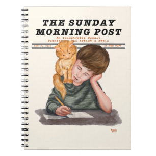 Vintage Cat & Boy Illustrated Magazine 1920s Notebook