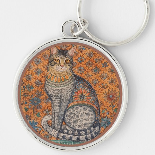 Vintage Cat, Cat Motif Art , Classic  Key Ring (Front)