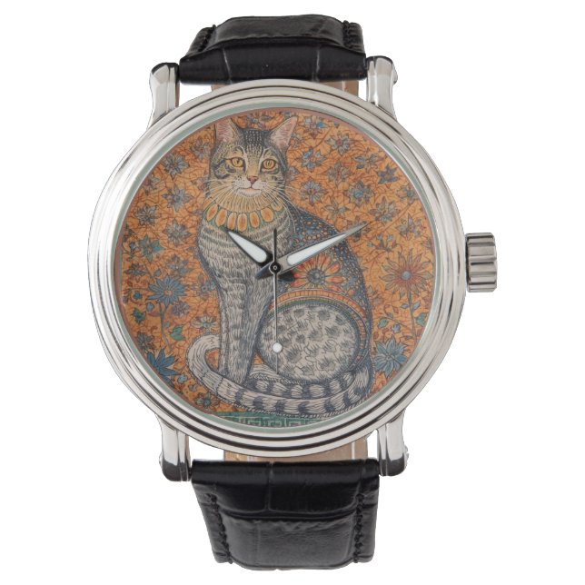 Vintage Cat, Cat Motif Art , Classic  Watch (Front)