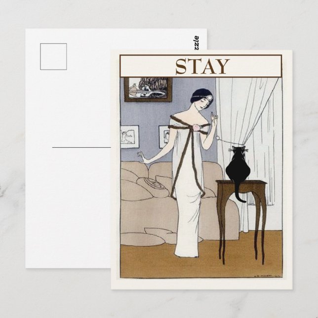 Vintage CAT,  change text Postcard (Front/Back)