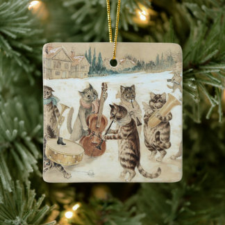 Vintage Cat Christmas Carol Louis Wain Art Ceramic Ornament