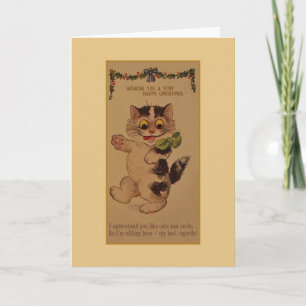 Vintage Cat Christmas Greeting Card