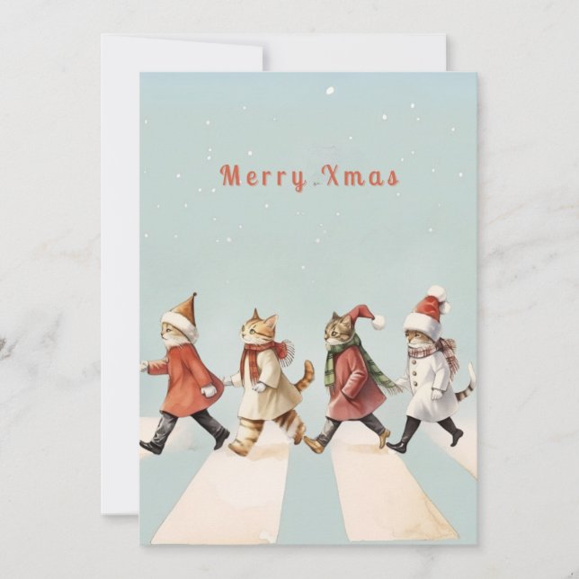 Vintage Cat Christmas Greeting Card (Front)