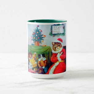 Vintage Cat Christmas, Louis Wain Mug
