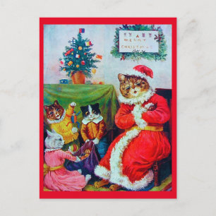 Vintage Cat Christmas, Louis Wain Postcard