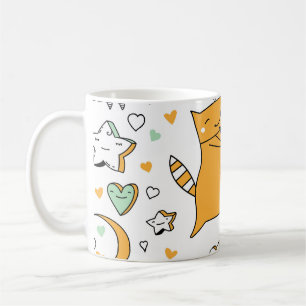 Vintage cat couple: seamless icons. coffee mug