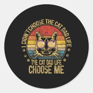 Vintage Cat Dad For Men Funny Cat Dad Father's Day Classic Round Sticker