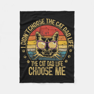 Vintage Cat Dad For Men Funny Cat Dad Father's Day Fleece Blanket