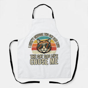 Vintage Cat Dad Life Chose Me T-Shirt Design_1 Apron