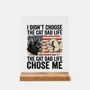 Vintage Cat Dad Life Patriotic Vector Shirt Design Acrylic Sign