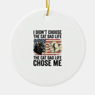 Vintage Cat Dad Life Patriotic Vector Shirt Design Ceramic Ornament