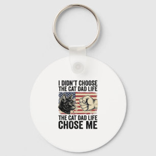 Vintage Cat Dad Life Patriotic Vector Shirt Design Key Ring