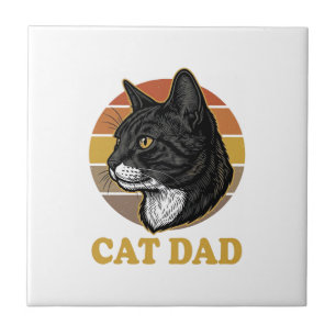 Vintage Cat Dad Retro Cat Lover Shirt Design_1 Ceramic Tile