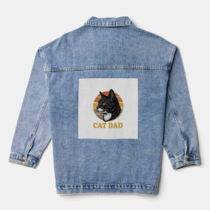 Vintage Cat Dad Retro Cat Lover Shirt Design_1 Denim Jacket