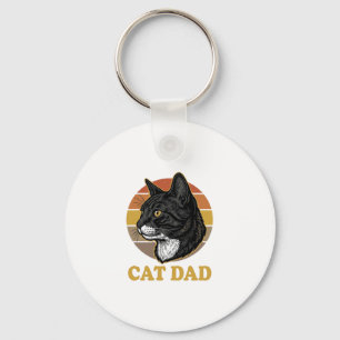 Vintage Cat Dad Retro Cat Lover Shirt Design_1 Key Ring