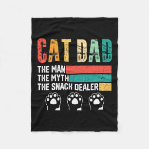 Vintage Cat Dad The Man The Myth Snack Dealer Fath Fleece Blanket