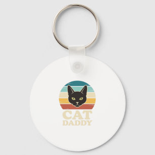 Vintage Cat Daddy Black Cat Retro Sunset Shirt Des Key Ring