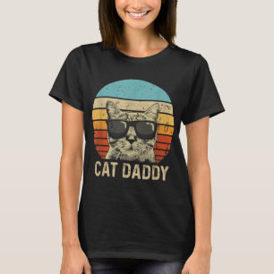 Vintage Cat Daddy Funny Cat Lover Gift Cat Dad Fat T-Shirt