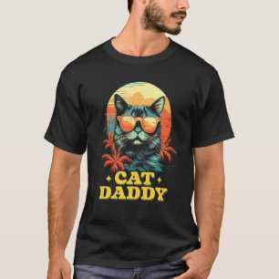 Vintage Cat Daddy Retro 90s 80s Cat Lover Cat Dad T-Shirt