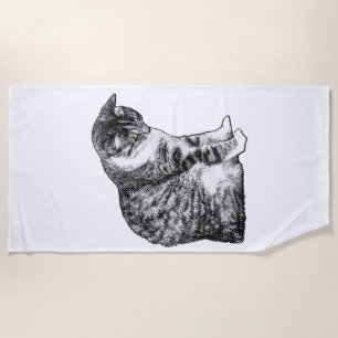 Vintage Cat Design for Seasonal Retreats Beach Towel