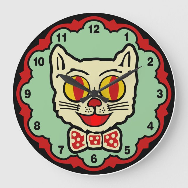 Vintage Cat Design Wall Clock (Front)