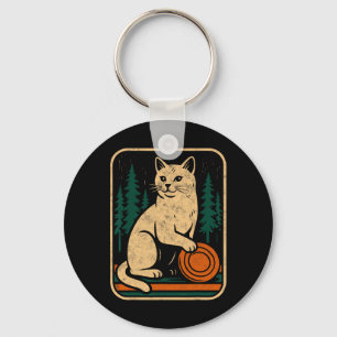Vintage Cat Disc Golf Player Tee Sket Golfer Golfi Key Ring