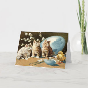 Vintage Cat Easter Greeting Card