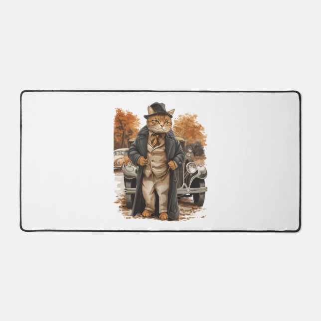 Vintage Cat Elegance Desk Mat (Front)