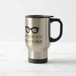Vintage cat eye eye wear for ladies travel mug