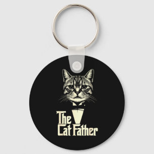 Vintage cat father dad life cat dad happy father's key ring