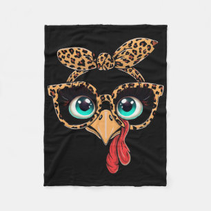 Vintage Cat Gift Store Leopard Print Thanksgiving Fleece Blanket