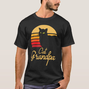 Vintage Cat Grandpa Papa Grandson Granddaughter Fa T-Shirt