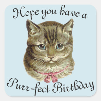Vintage Cat Happy Birthday Stickers