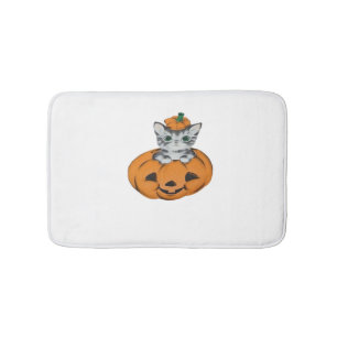 Vintage cat in a pumpkin Classic T-Shirt Bath Mat
