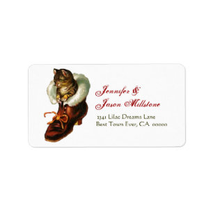 Vintage Cat in Boot Address Label