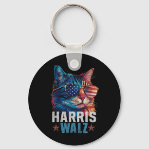 Vintage Cat Kamala Harris Tim Wheimer Usa Flag Sun Key Ring