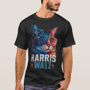 Vintage Cat Kamala Harris Tim Wheimer Usa Flag Sun T-Shirt