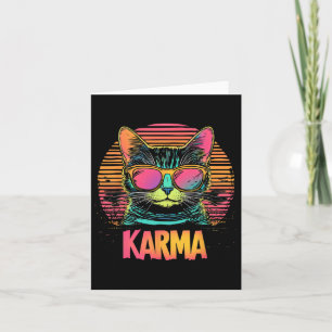 Vintage Cat Karma Lovers For Teens Girls Women Men Card