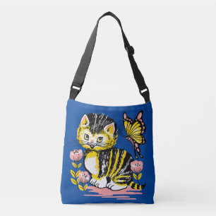 Vintage Cat Kitten TOTE PURSE CROSSBODY BAG