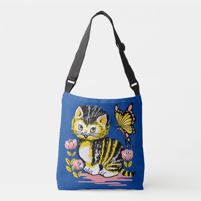 Vintage Cat Kitten TOTE PURSE CROSSBODY BAG (Front)