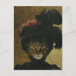 Vintage Cat Lady Postcard