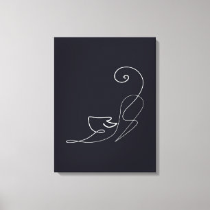 Vintage Cat Line Art Poster Canvas Print