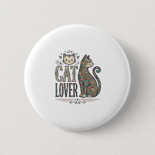 Vintage Cat Lover Engraving Style Graphic Shirt_1 6 Cm Round Badge