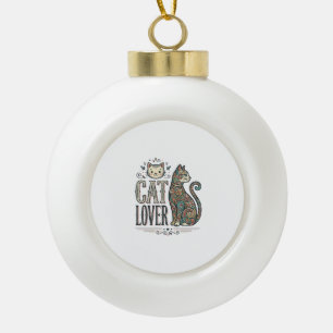 Vintage Cat Lover Engraving Style Graphic Shirt_1 Ceramic Ball Christmas Ornament
