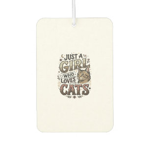 Vintage Cat Lover Girl Typography Design_1 Car Air Freshener