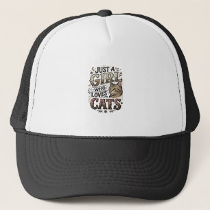 Vintage Cat Lover Girl Typography Design_1 Trucker Hat