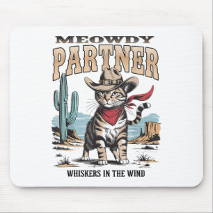 Vintage Cat Meowdy Partner Cowboy Gifts For Men Wo Mouse Pad
