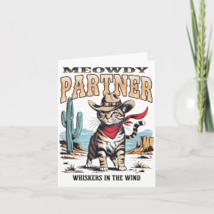 Vintage Cat Meowdy Partner Cowboy Illustration Card