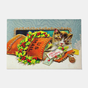 Vintage Cat Merry Christmas  Doormat
